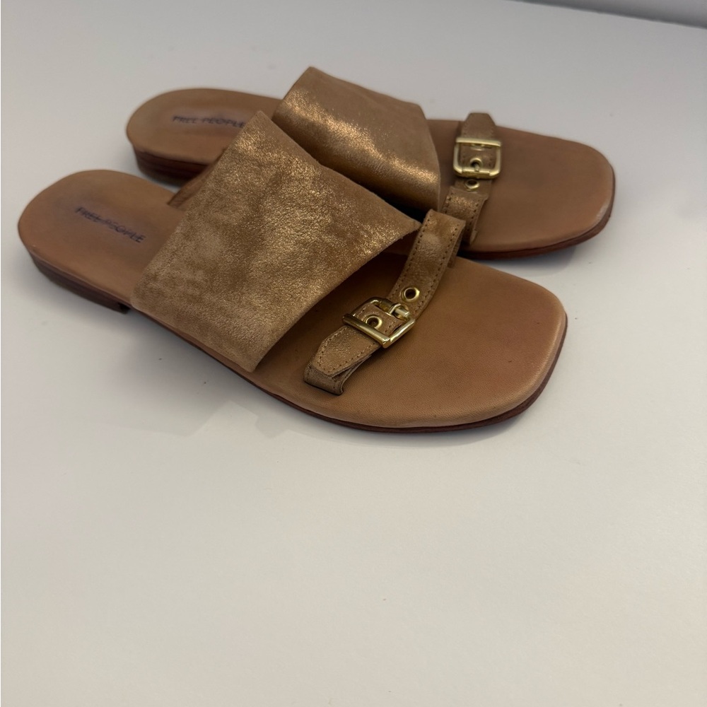 Free People Bronze Slide Sandals